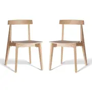 Set of 2 - Masa Ito Oriental Dining Chair - Natural Timber Seat