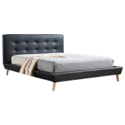 Queen PU Leather Deluxe Bed Frame Black