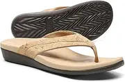 MEGNYA Comfortable Walking Flip Flops for Womens, Orthopedic Walking Sandals with Arch Support, Flat Feet Pain Relief Sandals for Beach, Summer, Pool