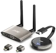 TIMBOOTECH HDMI Wireless Transmitter and Receiver 4K, Dual Screens HDMI & VGA Live Casting 5G Video/Audio for Laptop, Cable Box, Camera, Blu-ray, Phone, Netfix to Monitor, Projector, HDTV 165FT/50M