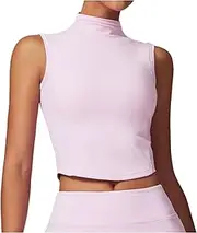 [AYTDNEHGK] Yoga Vest Women Running Fitness Crop Top Gym Sleeveless Stand Collar Workout Active Wear Casual Sports Clothing Pilates