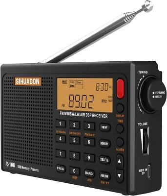 AM/FM/SW/LW Full Band Radio - Sleep Timer & Alarm Clock for Mobile Listening