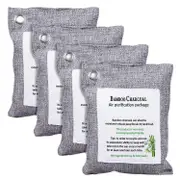 Activated Bamboo Charcoal Bag Odor Remover 200gx4, Air Purifying Bags for Home, Car, Closet, Shoes