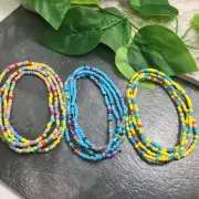 3 PC Handmade Waist Beads Necklace African Boho Bracelet Anklet Set New 8789