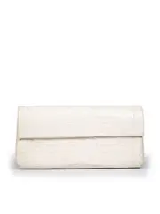 Ecru Crocodile Leather Clutch