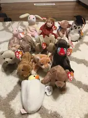 1999 Mint Beanie Baby Lot Of 16!! 7th Gen tush Tags! Tiptoe, Nibbly, Pecan ++