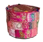 22" Indian Pink Handmade Cotton Patchwork Ottoman Pouf Cover Cushion Covers AU