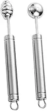 NAMOARLY Ergonomic Design 2pcs Fruit Ball Digger Set Stainless Steel Melon Ball Spoons Easy to Use