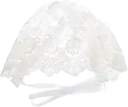 [Ipetboom] Breathable Lace Bonnet for Sun Protection Hat for Photography and Daily Use Embroidered Cap White