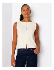 [Grab Denim] Button Through Tank in Cream