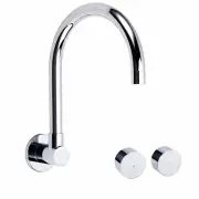Chrome Round Wall Bathtub Swivel Gooseneck Bath Spout Filler Outlet Twin Taps