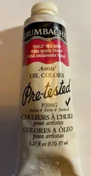 Grumbacher Pre-tested Thalo Red Rose oil paint color 37 mL- Made in the USA
