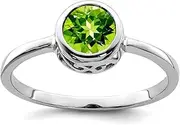 [JewelryWeb] 925 Sterling Silver Polished Peridot Round Ring Band Style-Ring for Women