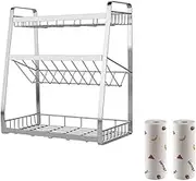 Creative Three-Layer Spice Rack, 304 Stainless Steel Kitchen Spice Storage Rack Simple Multifunctional Finishing Rack Spice Rack