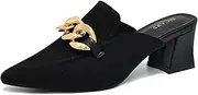 [SICARE] Knit Mules for Women Closed Pointed Toe Stack Heel Backless Loafers Slip On Slide Platform Comfortable Slippers Loafers