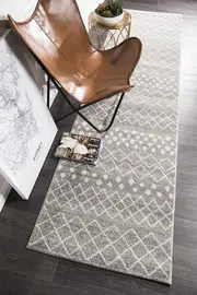 Rug Culture Grey & Bone Ivory Diamond Durable Runner Rug