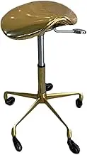 Saddle Chair,Mirror Saddle Stool with Wheels,Ergonomic Swivel Salon Cutting Stool,360° Rotation for Home Bathroom Office Salon Shop