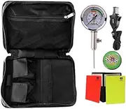 Wrzbest Professional Soccer Referee Accessory Bag Kit Football Soccer Coach Ref Cards Whistle Ball Pressure Gauge Coins in a Multi-Pocket Carryig Bag