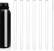 6PCS Replacement Straws for Ello Cooper Stainless Steel Water Bottle 40oz, Plastic Reusable Straws with Cleaning Brush for Sports Bottle Tumbler Travel Parts Free BPA Straws