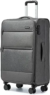 [British Traveller] Suitcase Lightweight Durable Check in Hold Luggage with TSA Lock and 4 Spinner Wheels, Grey, 29"Large