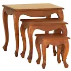 STEWART SOLID MAHOGANY 3-PIECE NESTED TABLE SET LIGHT PECAN COLOUR