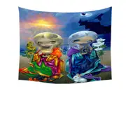 Beautiful Art Sun Child and Moon Child Day and Night Tapestry