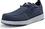 [Sosenfer] Safety Shoes Men's Steel Cap Shoes Work Shoes Loafers Slip Without Laces Non-Slip Comfortable Lightweight Breathable, 1911 Dark Blue, 9.5 AU
