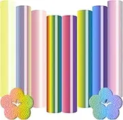 Puff Vinyl Heat Transfer 3D - Puff HTV Vinyl Gradient Colour 8 Sheets 12"x 10" Puff Heat Transfer Vinyl for DIY T-Shirt Clothes Compatible with Cricut Air or Maker (Gradient Colour)