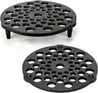 Cast Iron Trivet 2 PCS Set 8" Meat Rack Cast Iron Grate for Dutch Ovens Raise