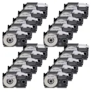 20PK Black Ink White Tape Cartridge XR-24WE for Casio EZ Label Printers 24mmx8m