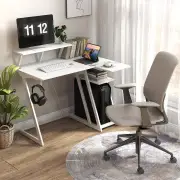 CostwayComputer Desk with Built-in Charge Station for Office Room Study-White