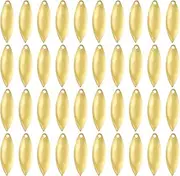 uxcell Fishing Lure Blades, 40 Pack 1.2" x 0.4" Fishing Spinner Baits Willowleaf Lure Spinner Lure Making Part with Plastic Storage Box for Bait Fishing Accessories, Gold Tone