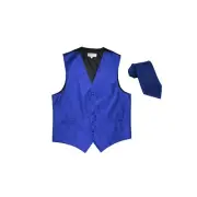 New Men's Tuxedo Vest Waistcoat Vertical Stripes Necktie prom party Royal Blue