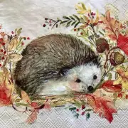 4 Paper Cocktail Napkins for Decoupage / Parties - Sweet hedgehog