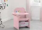 Kids Chair Table Desk Storage Bin Small Toddler Pink Wooden Activity Set Drawing