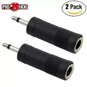 2-PACK Pig Hog PA-1435M 1/4" Female to 3.5mm Male Mono Adapter