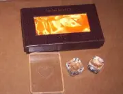 Oleg Cassini Crystal 3 Pc Casino Set, 2 Dice, Ace of Spades Paperweight