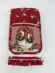 NOS Vintage Holiday Christmas Geese Oven Mitt And 2 Kitchen Towels