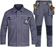Welding Suits Auto Repair Clothes with Reflective Strap Workwear Tooling Uniform Mechanic Multi-Pocket Workwear