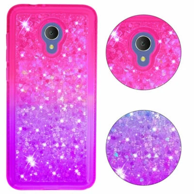 For Alcatel TCL LX A502DL / Alcatel 1X Evolve Glitter Bling Liquid Phone Case