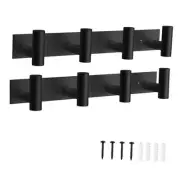 2PACK Hat and Coat Wall Mount Rack - 4 Hooks for Robes, Bags, Keys, and