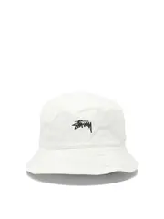 [StüSsy] StüSsy-Bucket Hat With Logo Cappelli Bianco-Uomo L/XL