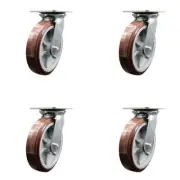 8 Inch Polyurethane Caster Set with Roller Bearings and Swivel Locks SCC