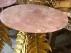 Round Rose Quartz Side Table Top Mid Century Modern Arts Home Interior Decor