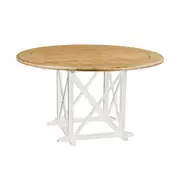 Provincial Oak Round Dining Table 1400mm Distressed White