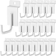 Yauhar 30Pcs J Shaped Slatwall Hooks, Slat Wall Hanger Hooks, Wire Diameter 0.2"/5mm Pegboard Gridwall Display Hooks for Garage Shop Home Office (White)