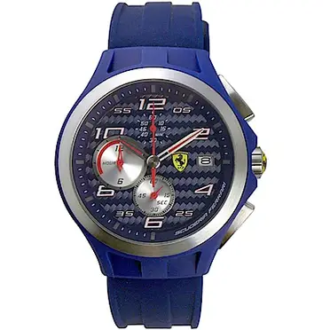 Scuderia Ferrari Black TR90 碳纖維三眼計時腕錶 - 藍/44mm (FA0830075)