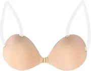 [Generic] Women's Sexy Tops Push Up Strapless Self Double Sided Adhesive Adhesive Bra Air Holes Backless Sticky Bras Adjustable Elastic Straps for Bra