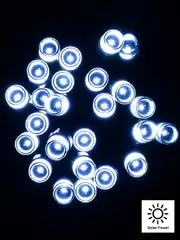 200 Cool White Concave LED Bulb Solar Powered String Fairy Lights - 20m
