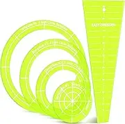 5 Pcs Acrylic Quilting Template Ruler 10 Inch Dresden Plate Template for Quilting Blanket Making Clothing Craft DIY(Yellow Green)